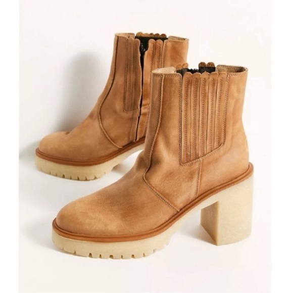 👢 FREE PEOPLE James Chelsea Boots Tan | Chic Leather Ankle Boots - Picture 5 of 13